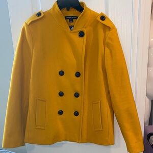Preston & York Mustard Yellow Double-Breasted Pea Coat